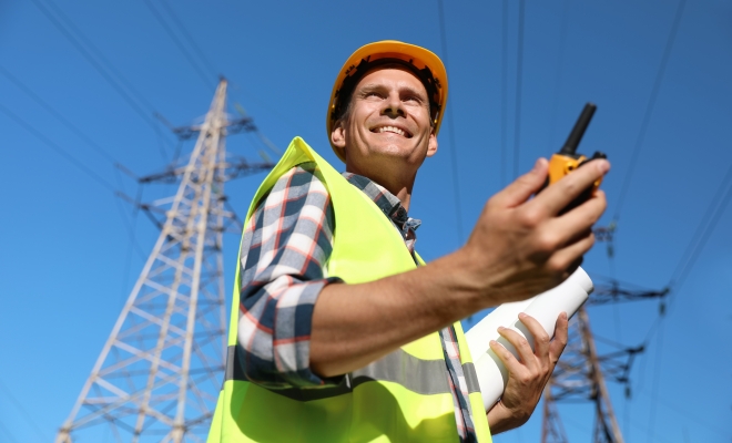 Man with two-way radio tower service